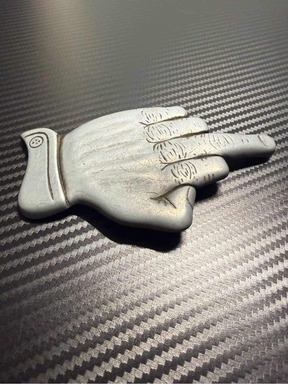 🖕 Vintage 60s MBCI Middle Finger Hand Belt Buckle Pewter Tone
